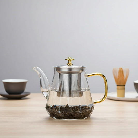 Théière en Verre Borosilicate JUSTINLAU avec Infuseur Amovible - Design Diamant