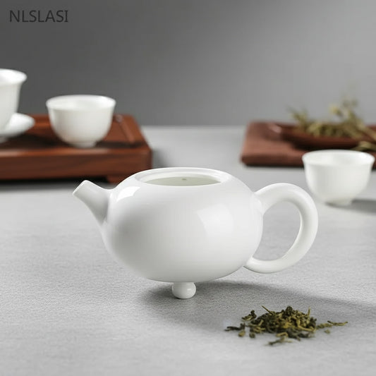 Théière Xishi en céramique Dehua 210ml - Service à thé portable fait main