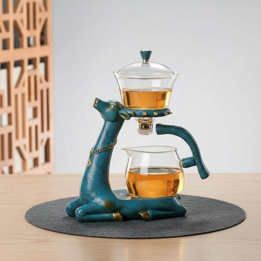 Service à Thé Kung Fu Automatique en Verre Design Cerf avec Infuseur
