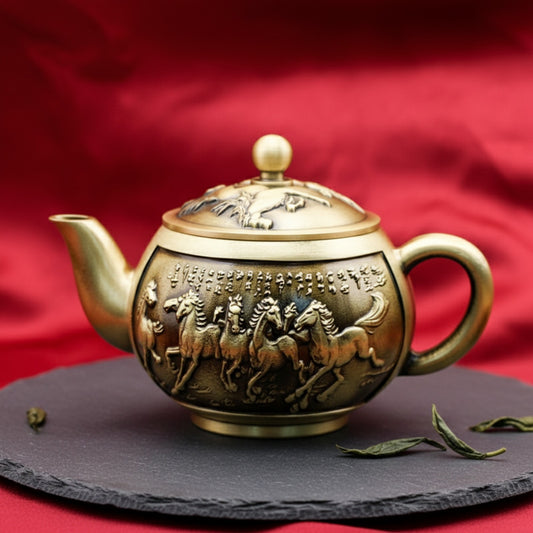 Théière Chinoise Vintage en Cuivre - Service à Thé Kung Fu Résistant à la Chaleur