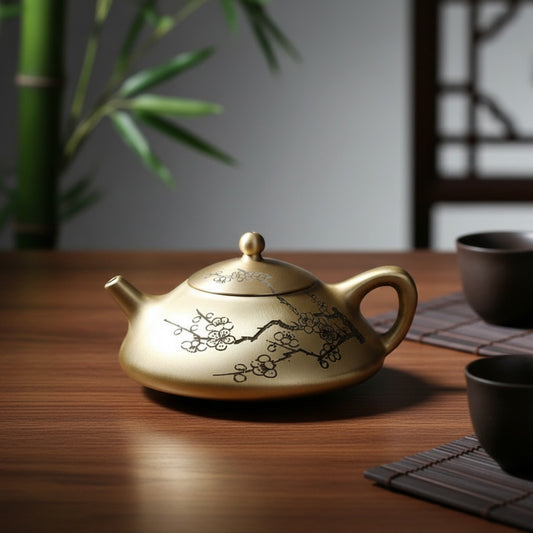 Théière Chinoise Artisanale en Fonte et Cuivre - Style Traditionnel