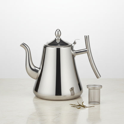 Théière Inox 2L avec Passoire Amovible - Idéale pour Thé Kung Fu, Puer & Oolong