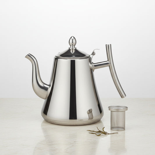 Théière Inox 2L avec Passoire Amovible - Idéale pour Thé Kung Fu, Puer & Oolong
