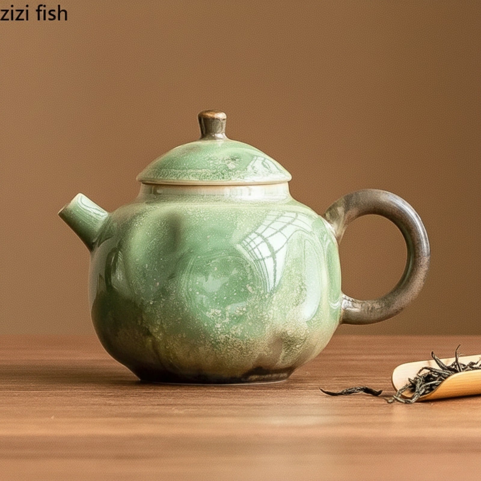 Théière en Céramique Verte avec Infuseur - Design Élégant pour vos Pauses Thé