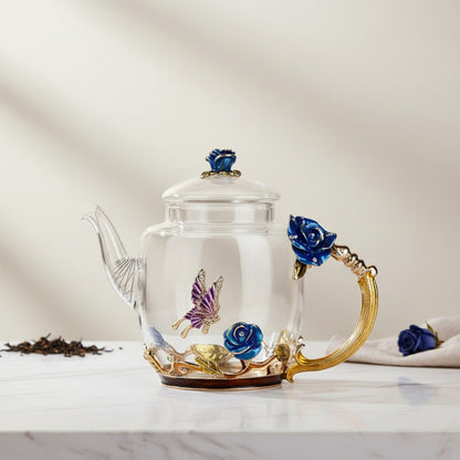Théière en Émail Créative Peinte à la Main - Verre Résistant à la Chaleur pour Infusions et Kung Fu