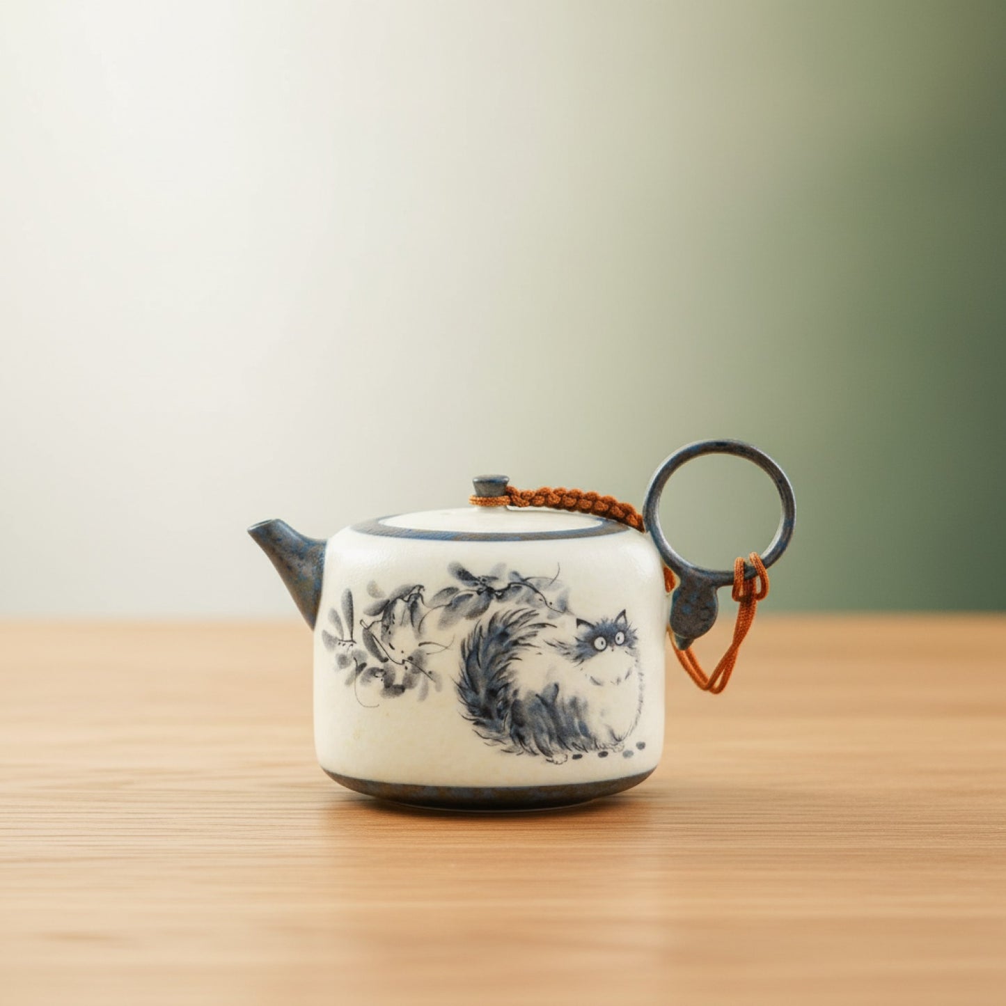 Théière en forme de chat peinte à la main de 102ml, infuseur à thé ancien, bouilloire à thé domestique avec filtre, fournitures artisanales pour boissons Dahongpao