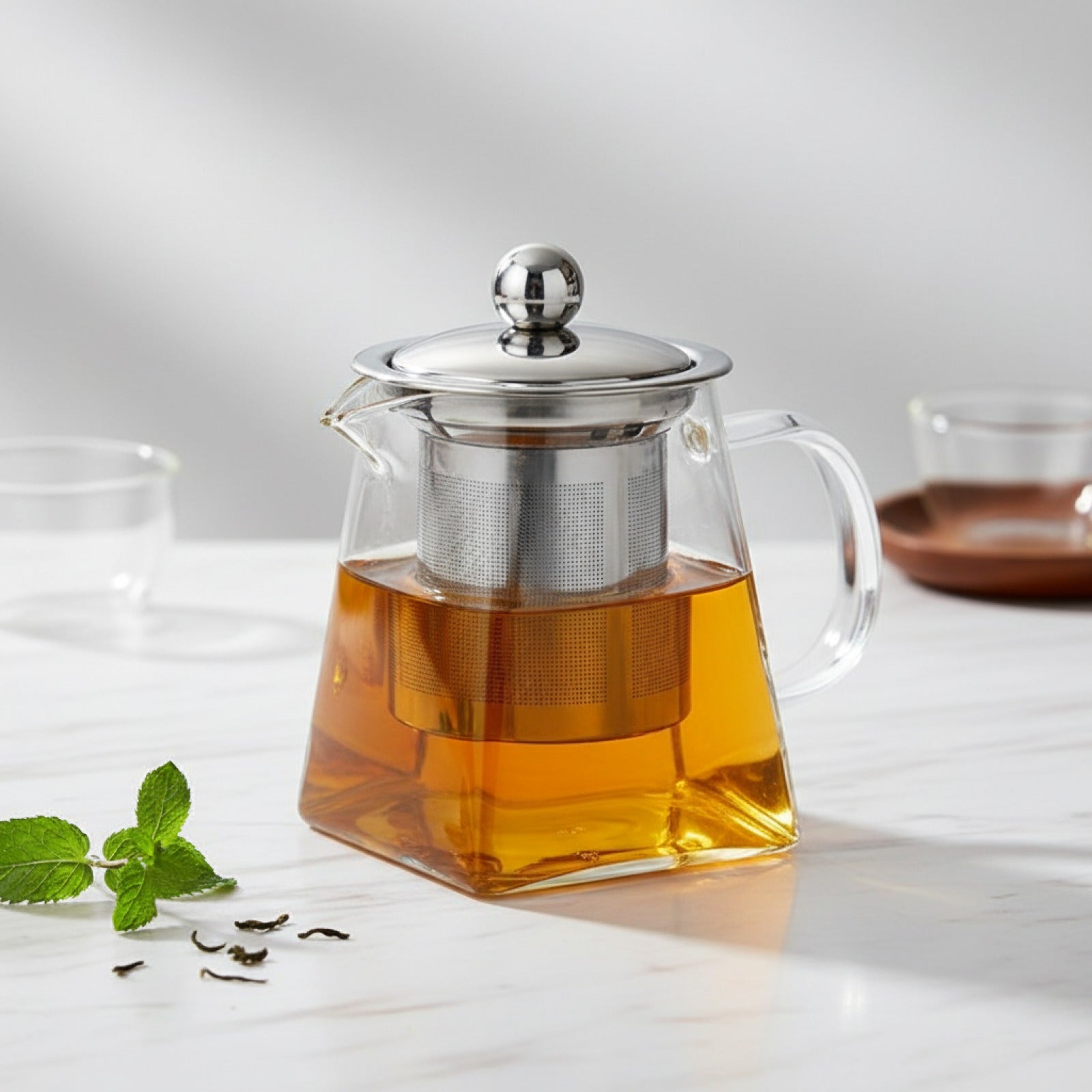 Théière en Verre Élégante avec Infuseur Intégré - Idéale pour le Service à Thé à la Maison