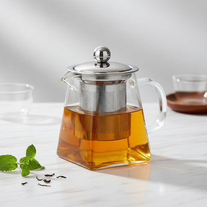 Théière en Verre Élégante avec Infuseur Intégré - Idéale pour le Service à Thé à la Maison