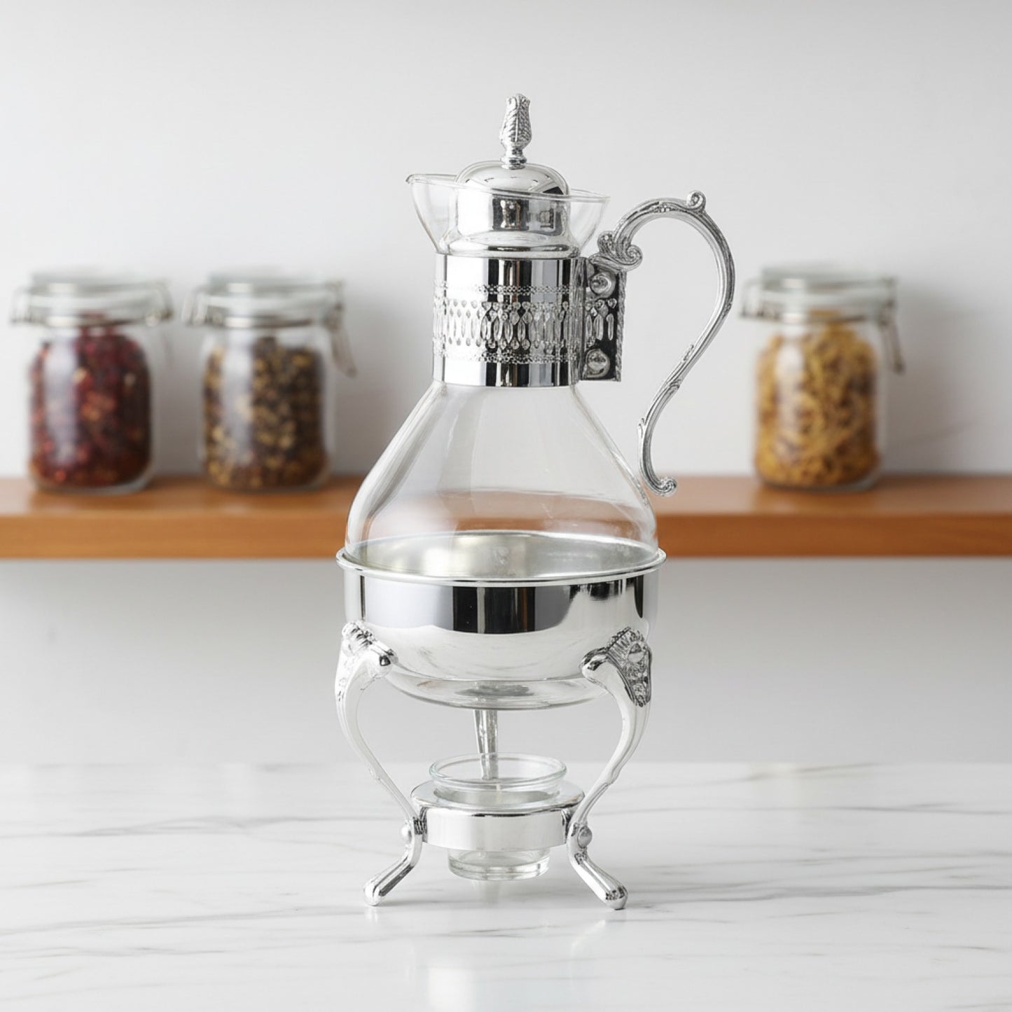 Théière en Verre Élégante avec Chauffage - Idéale pour Thé, Tisanes et Infusions
