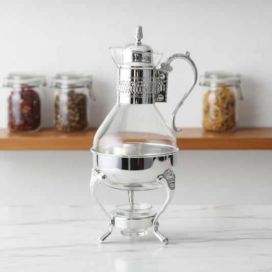 Théière en Verre Élégante avec Chauffage - Idéale pour Thé, Tisanes et Infusions