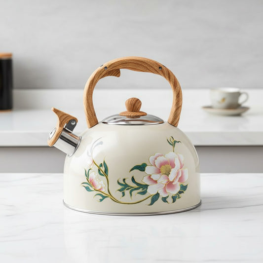 Théière Vintage Sifflante 3L en Acier Inoxydable - Bouilloire Élégante pour Cuisine