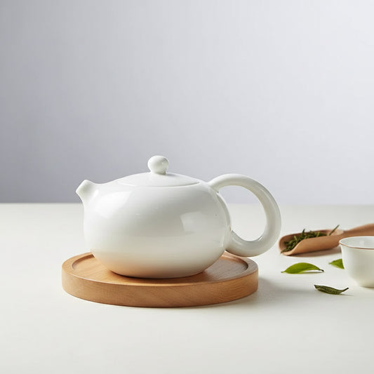Théière TieGuanYin en céramique blanche, porcelaine de Jade, artisanat fait main